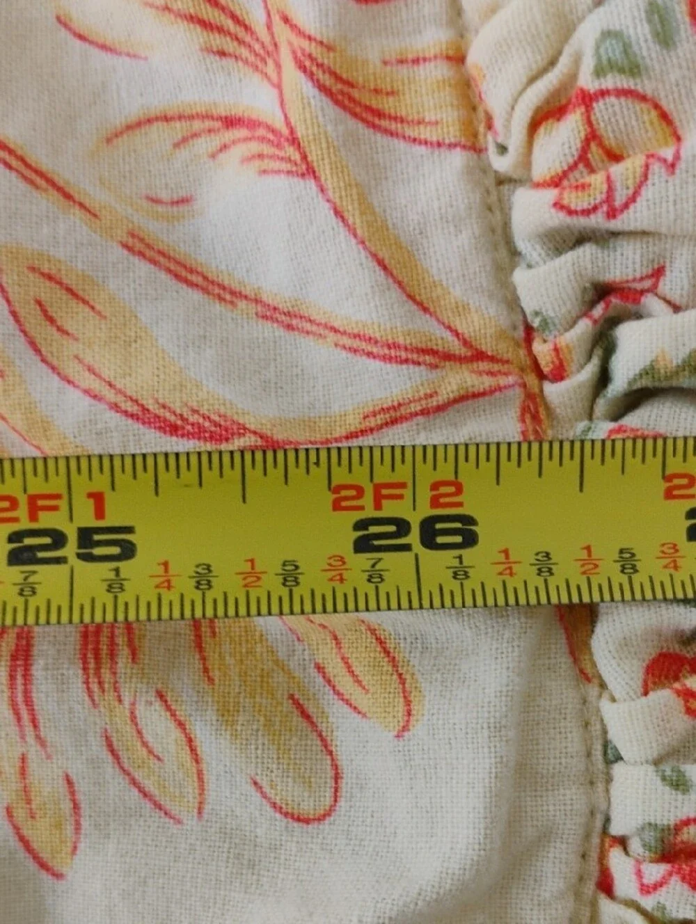 Pair (2) Vintage April Cornell 100% Cotton Yellow Floral Balloon Ruffled Shams